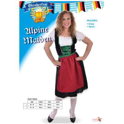 Adult Alpine Maiden Oktoberfest Dress Costume (Medium, 10-12)