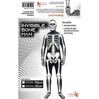 Adult Black Skeleton Invisible Man Full Body Suit (Plus Size)
