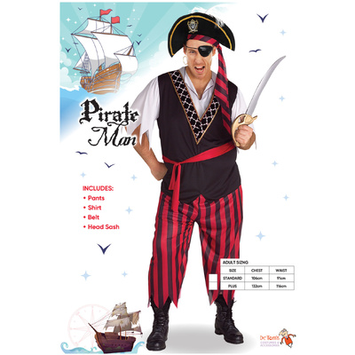 Adult Pirate Man Costume (Standard Size)