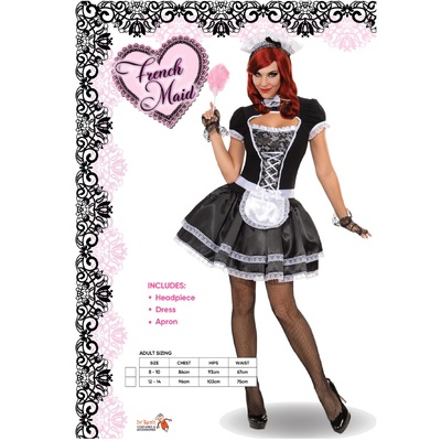 Adult French Maid Costume (Small, 8-10)