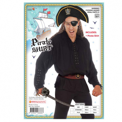 Adult Black Pirate Shirt Costume (Standard Size)