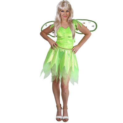Adult Green Fairy Dress & Wings Costume (10-12)