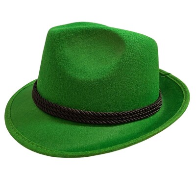 Green Oktoberfest Hat with Black Braid - Adult German Bavarian Costume Hat