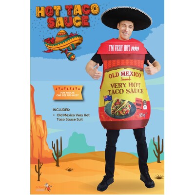 Adult Mexican Very Hot Taco Sauce Costume One Size