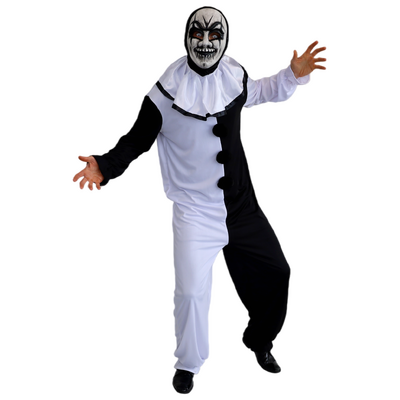 Adult Terrifying Clown Halloween Costume Plus Size Jumpsuit & Collar