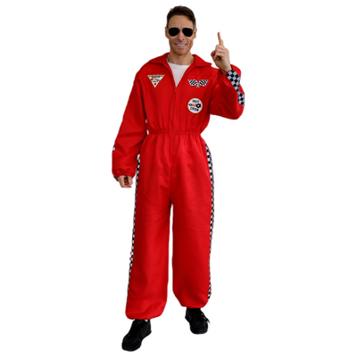 Adult Red Unisex Racing Driver Jumpsuit Costume - Men's Medium