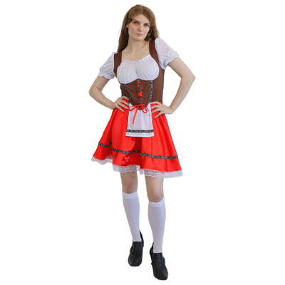 Adult Brown and Red Oktoberfest Dress Costume Size 10-12