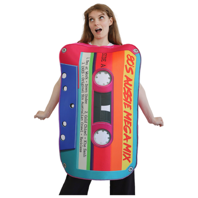 Adult 1980s Aussie Mega Mix Cassette Tape Costume Unisex One Size