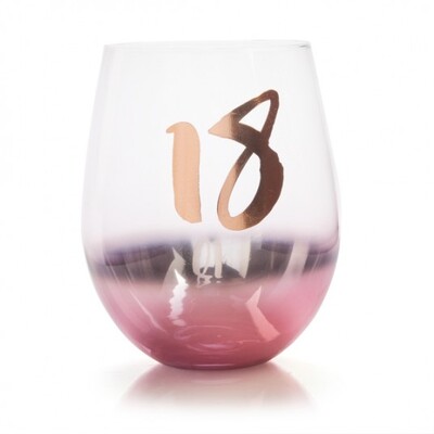 Blush Rose Gold 18 Boxed Stemless Wine Glass 