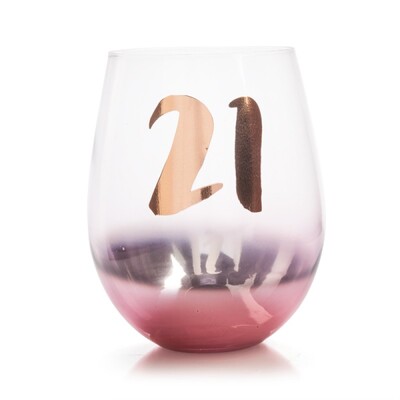 Blush Rose Gold 21 Boxed Stemless Wine Glass 