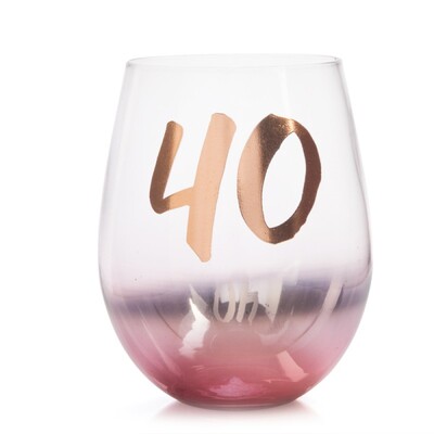 Blush Rose Gold 40 Boxed Stemless Wine Glass 