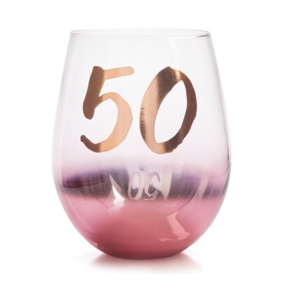 Blush Rose Gold 50 Boxed Stemless Wine Glass 