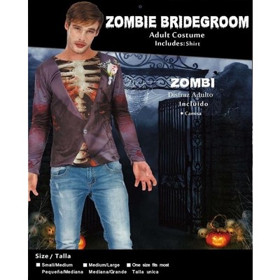 Adult Zombie Groom Long Sleeve T-Shirt (Medium - Large) Pk 1 (SHIRT ONLY)