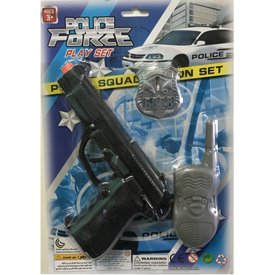 Plastic Toy Police Colt Gun Badge & Walkie Talkie Set (Pk 1)