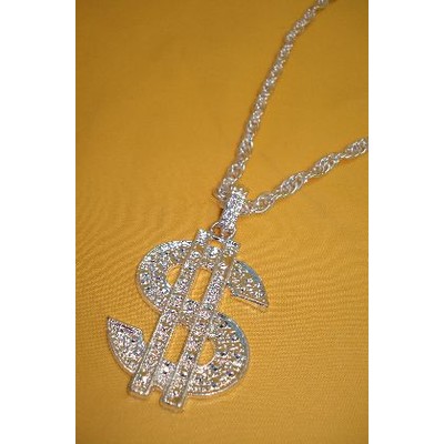 Silver Bling Dollar Chain Necklace Pk 1