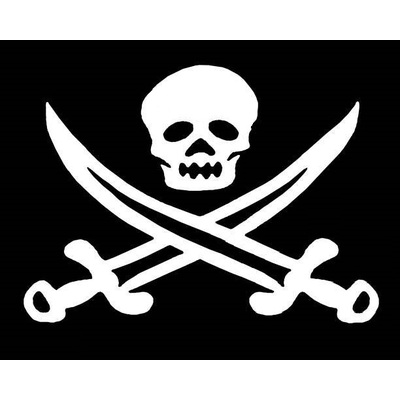 Black Nylon Pirate Flag with Skull & Swords 50 x 30cm
