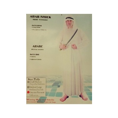 Adult Arab Sheik White Costume (One Size Fits Most) Pk 1