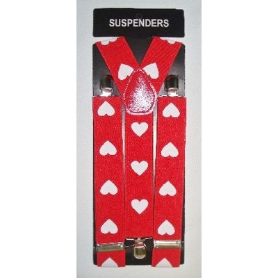 Red with White Hearts Suspenders (Adult) Pk 1 