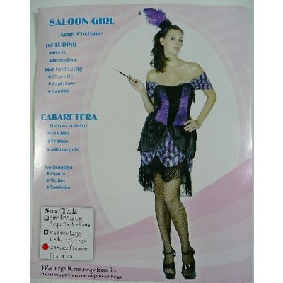 Black and Purple Saloon Girl Adult Costume (One Size Fits Most) Pk 1