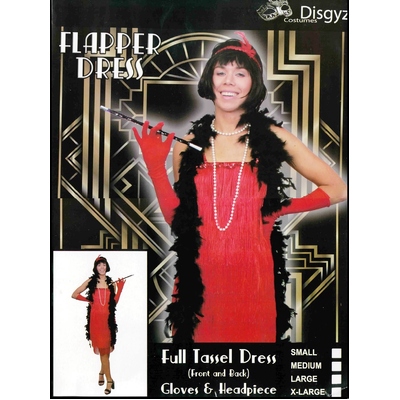 Adult Red Flapper Dress 1920s Costume (Large, 16-18)