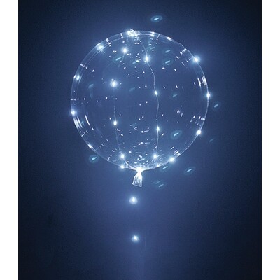 Clear LED Balloon 55cm with Bright White Lights Helium Balloon Kit