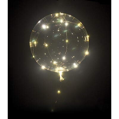 Clear LED Balloon 55cm with Warm Soft White Lights Helium Balloon Kit