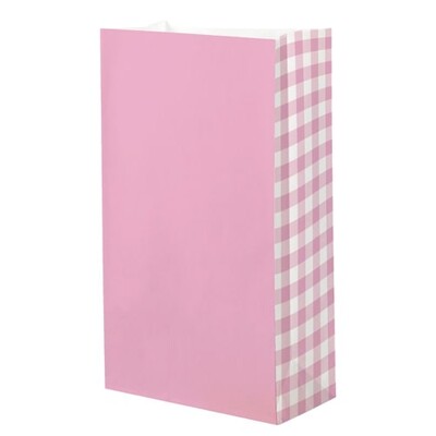 Pink Gingham Paper Party Loot Bags Pk 8