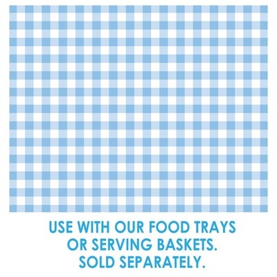 Greaseproof Paper Blue Gingham Tray Liner 20x25cm Pk 8