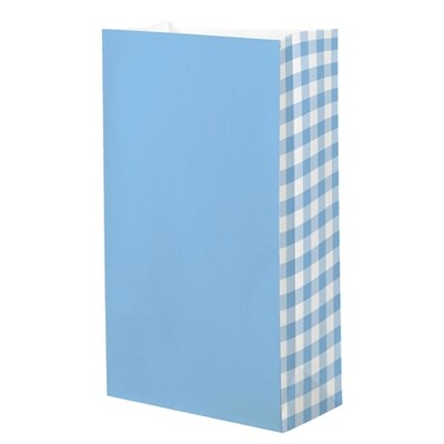 Blue Gingham Paper Party Loot Bags Pk 8