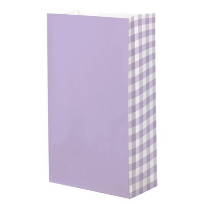 Purple Lilac Gingham Paper Party Loot Bags Pk 8