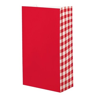 Red Gingham Paper Party Loot Bags Pk 8