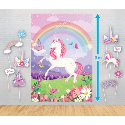 Unicorn Giant Poster Backdrop & Photo Props Kit