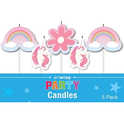Unicorns & Rainbows Party Cake Candles Pk 5