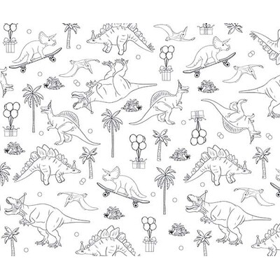 Dinosaurs Colour In Paper Table Runner 180cm