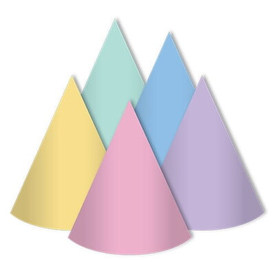 Pastel Party Cone Hats Assorted Colours Pk 8