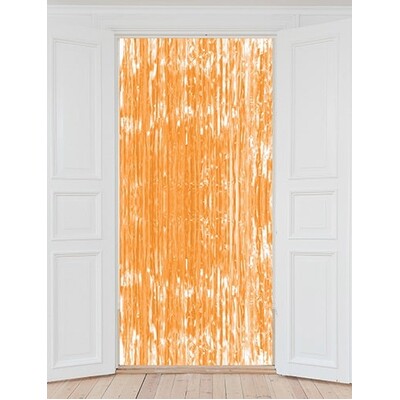 Neon Orange Tinsel Curtain Backdrop Decoration 1m x 2m