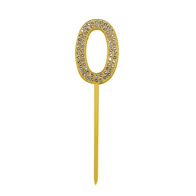 Gold Diamante Number 0 Zero Cake Topper