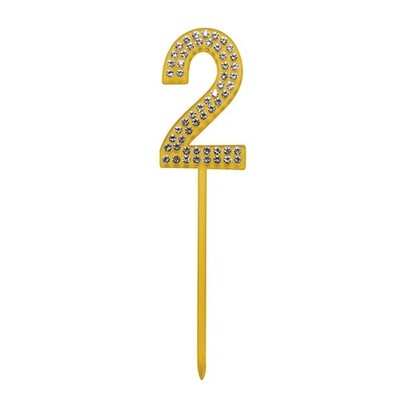 Gold Diamante Number 2 Two Cake Topper