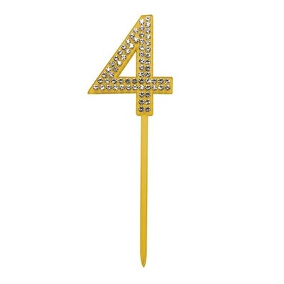 Gold Diamante Number 4 Four Cake Topper