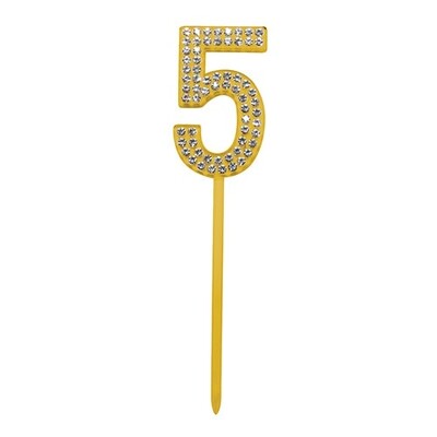Gold Diamante Number 5 Five Cake Topper