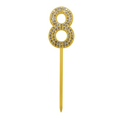 Gold Diamante Number 8 Eight Cake Topper