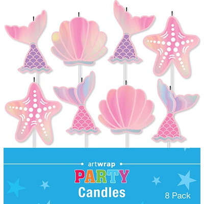 Mermaid Party Cake Candles Pk 8