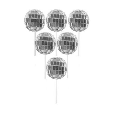 Disco Ball Cupcake Toppers Pk 6