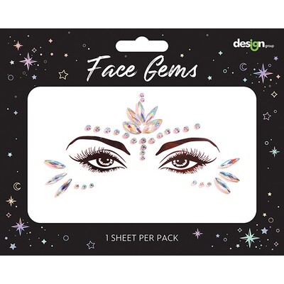 Iridescent Self Adhesive Face Gems Jewels 1 Sheet