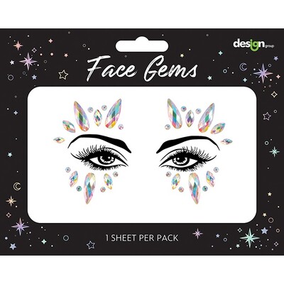 Iridescent Festival Costume Face Gems Jewels