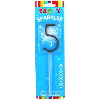 Sparkler Candle Cake Topper Number 5 Five (Pk 1)