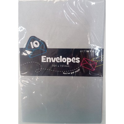 Silver Envelopes (101mm x 151mm) Pk 10