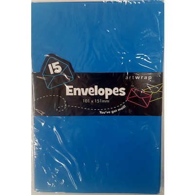 Blue Envelopes (101mm x 151mm) Pk 15