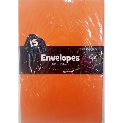 Orange Envelopes (101mm x 151mm) Pk 15
