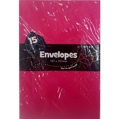 Pink Envelopes (101mm x 151mm) Pk 15